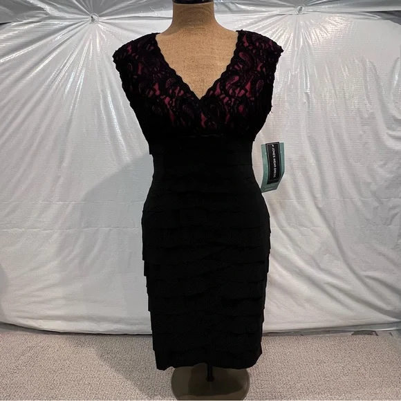 Jones Wear Dress NWT Lace Sleeveless Knee Length Ruffle Dress Women’s Size 10, - Picture 3 of 16